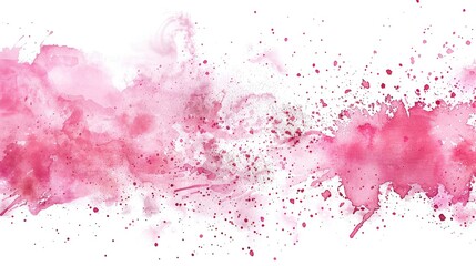 Texture of Light Pink Watercolor Splashes on White Background