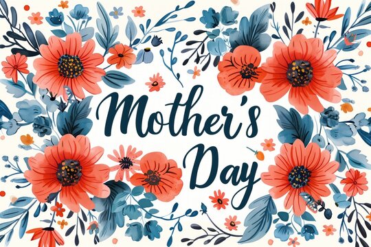 Cartão com mensagem do Dia das mães com flores