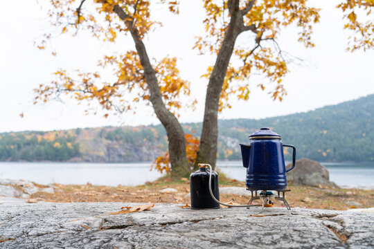 Coffee Percolator at Autumn Wilderness Campsite