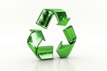 3D Recycle icon on white background, Ai Generated
