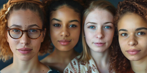 multi-ethnic women in  group. diverse of multi-racial woman.