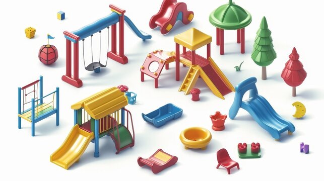 Modern icons depicting a playground for children