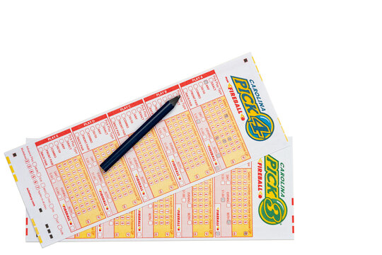 Close up of a North Carolina Pick 3 and Pick 4 lottery entry forms
