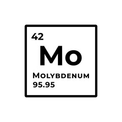 Molybdenum, chemical element of the periodic table graphic design