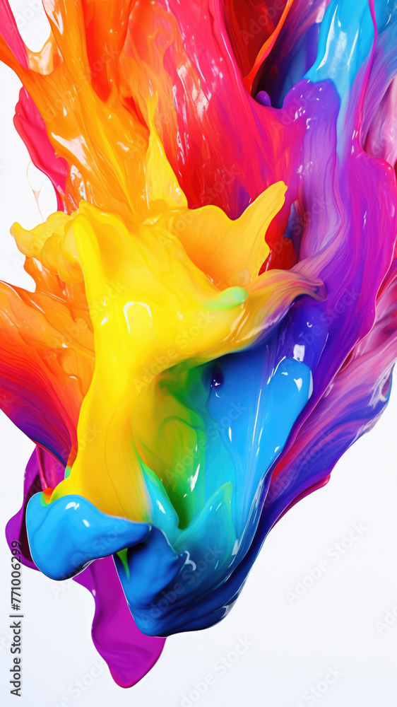 Poster trendy colorful multicolor splash. abstract 3d style, inspired by acrylic fluid art and waves energy