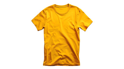 Vibrant Yellow T-Shirt PNG: Essential Casual Wear Isolated on White | Transparent Background,  hand edited generative AI