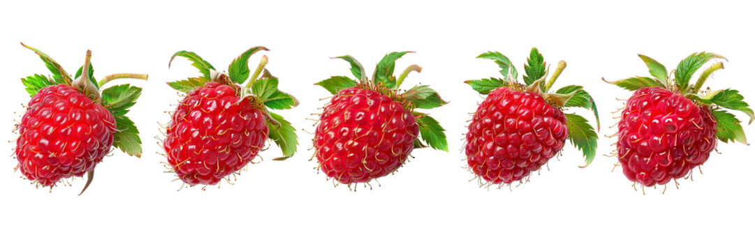 Set of A Raspberry is in the top view on a transparent background