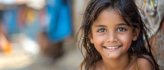 The portrait of the Indian poor kid on October 19th, 2017 is of a smiling child