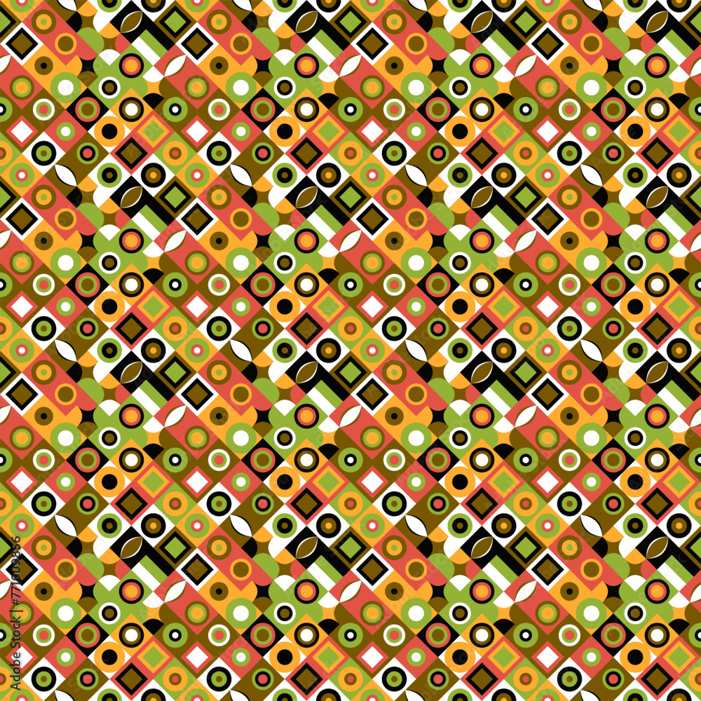 Poster seamless diagonal mosaic pattern background - abstract colorful vector design