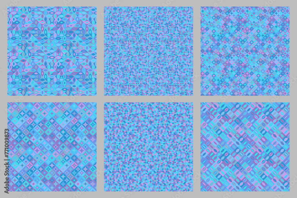 Poster seamless random curved shape pattern background design set - abstract vector graphic