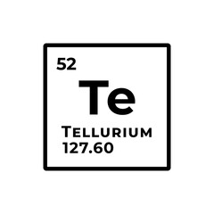 Tellurium, chemical element of the periodic table graphic design
