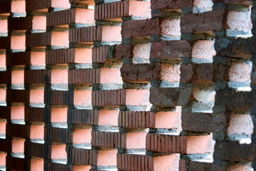 Background of bricks with flashing rays of light.