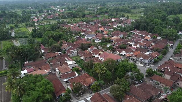 Flying over rural villages in Indonesia