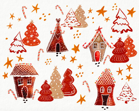 Gingerbread house illustration