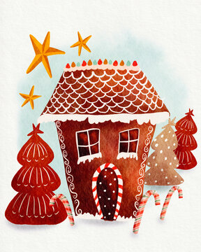 Gingerbread house illustration