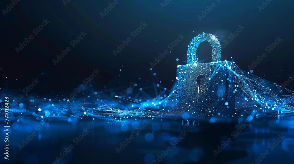 Poster an illustration or background of a security, safe, privacy, or other concept using a polygonal wiref