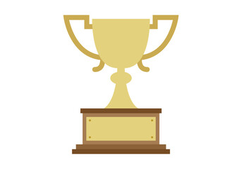 Trofeo dorado de oro en fondo blanco.