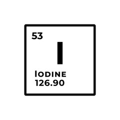 Iodine, chemical element of the periodic table graphic design