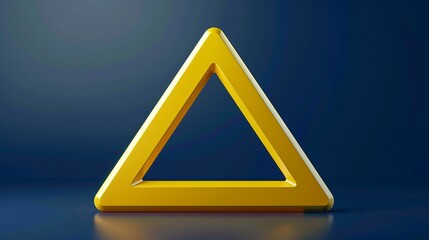 A 3D realistic yellow triangle warning sign is depicted in vector illustration.