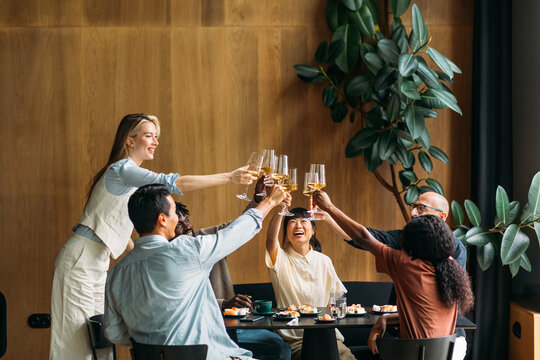 Group of people toasting