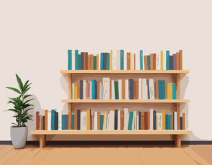 Accueil Bibliothèque Concept Étagères en bois remplies de livres