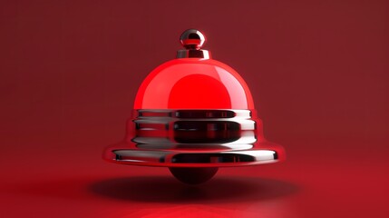 A 3D rendering portrays a red danger attention bell or red emergency notification alert icon, emphasizing the importance of security and urgency. - obrazy, fototapety, plakaty
