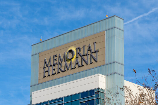 Pearland, Texas, USA - February 14, 2022: Memorial Hermann sign on the building in  Pearland, Texas, USA. Memorial Hermann Health System is a not-for-profit health.