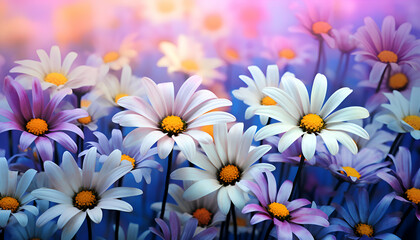 Beautiful daisies in the field. nature background.