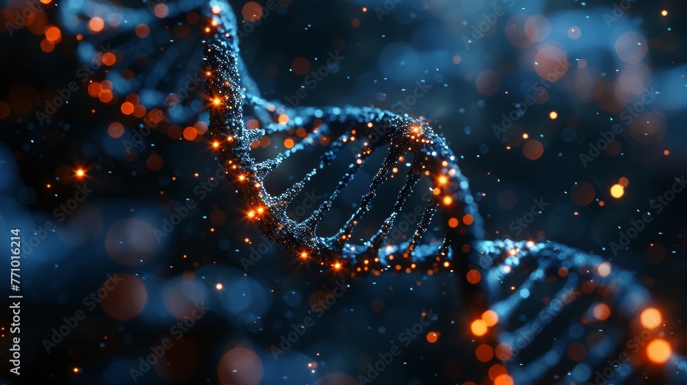 Aufkleber the dna molecule is represented by a polygonal mesh. flying debris spheres are illustrated using thi