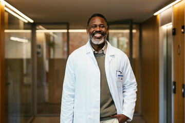 Portrait of confident male doctor in hospital