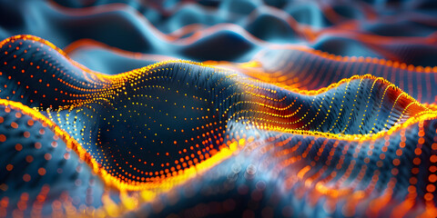 Insights from Scanning Force Microscopy and Atomic Resolution Imaging, Macro Photography of Futuristic Tech-Wear Fabrics, highlighting intricate textures and patterns - obrazy, fototapety, plakaty