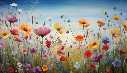 Poppies and wildflowers in a meadow
