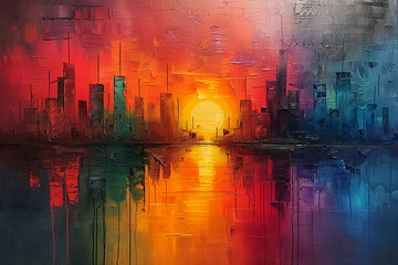 most beautiful abstract painting, city, how beautiful it is