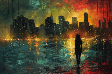 most beautiful abstract painting, city, how beautiful it is - obrazy, fototapety, plakaty
