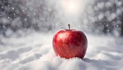 red apple in snow