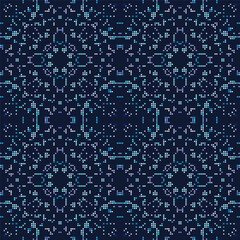 Decorative background made from small squares. Rich ornament for fabric design, handmade, interior decoration, textiles. 