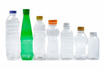 Collection of plastic bottle isolated on white background