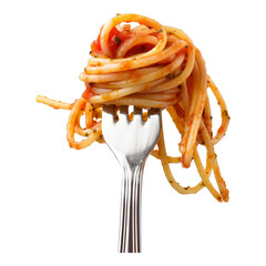 A fork with a piece of spaghetti on it