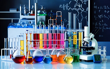 Chemical science laboratory test tube laboratory equipment - obrazy, fototapety, plakaty