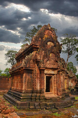 Banteay Srei - 10th century Hindu temple and masterpiece of old Khmer architecture built by...
