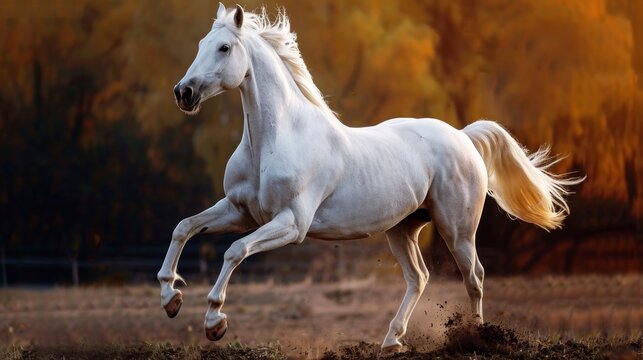 photo of a white horse running .AI generated image
