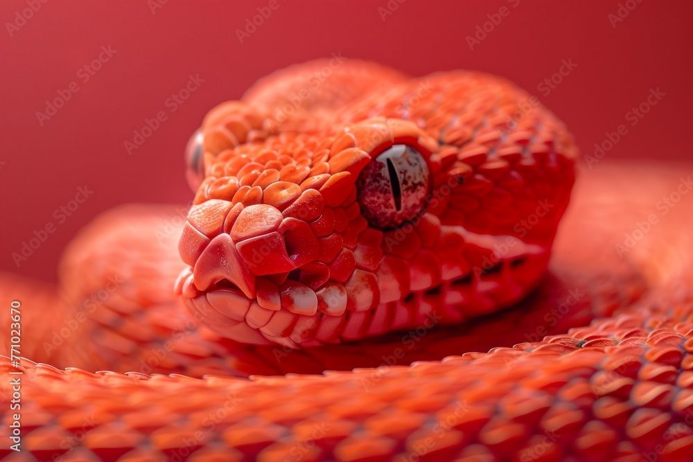 Aufkleber minimalist red snake with cute expression and smooth texture generative ai