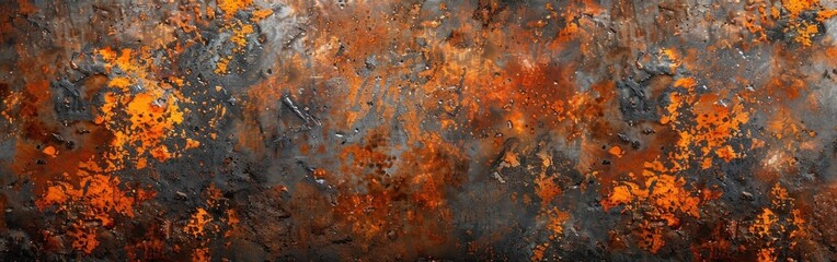 Rustic Metal and Stone Texture Background in Orange and Brown Tones for Banner or Panorama - obrazy, fototapety, plakaty