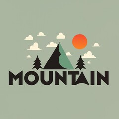 A serene and modern design featuring bold typography, contrasting with a simplistic mountain scene. The image evokes a sense of calm and tranquility.