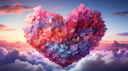 Let the delicate petals of this floral heart bring a touch of nature - obrazy, fototapety, plakaty