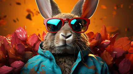 Chillin' like a bunny in shades and style - obrazy, fototapety, plakaty