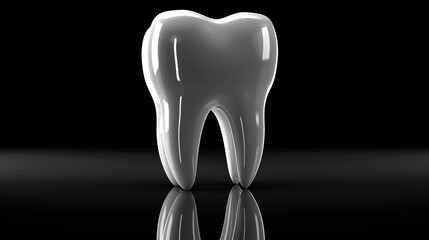Against a black background, a tooth serves as a template design element in this vector illustration.