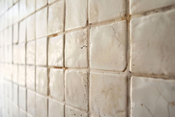 Aged off-white ceramic tiles with grunge and cracks
