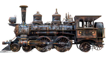 Steam engine isolated on white created with Generative AI