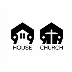 Home and church logo design with the concept of the number 99.